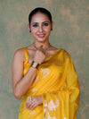 Banarasee Handloom Semi Silk Saree With Sona Rupa Zari Buta Design & Border-Yellow