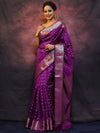 Banarasee Handwoven Semi Silk Saree With Zari Work-Violet