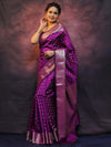 Banarasee Handwoven Semi Silk Saree With Zari Work-Violet