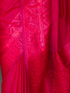 Banarasee Dual Tone Semi Katan Saree With Self Weaving Resham Border-Pink (Red Tone)