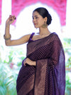 Banarasee Semi-Chiffon Saree With Antique Gold Zari Work-Violet