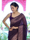 Banarasee Semi-Chiffon Saree With Antique Gold Zari Work-Violet