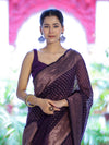 Banarasee Semi-Chiffon Saree With Antique Gold Zari Work-Violet