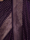 Banarasee Semi-Chiffon Saree With Antique Gold Zari Work-Violet