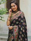 Banarasee Faux Georgette Saree With Resham Work-Black