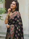 Banarasee Faux Georgette Saree With Resham Work-Black