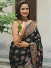 Banarasee Faux Georgette Saree With Resham Work-Black