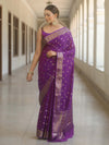 Banarasee Handwoven Semi Silk Saree With Zari Buti Design-Violet