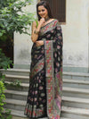 Banarasee Faux Georgette Saree With Resham Work-Black