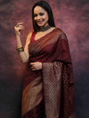 Banarasee Semi-Chiffon Saree With Antique Gold Zari Work-Maroon