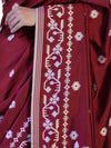 Banarasee Handloom Semi Silk Saree With Resham Geometric Design & Border-Deep Maroon