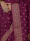 Banarasee Handloom Semi Silk Bandhej Saree With Broad Zari Floral Border-Violet