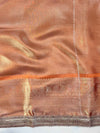 Banarasee Handwoven Tissue Saree With Zari Jaal Design & Lace-Rust