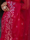 Banarasee Dual Color Organza Mix Saree With Zari & Resham Work-Hot Pink & Orange