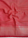 Banarasee Handwoven Semi Silk Saree With Zari Jaal Design & Lace-Red
