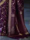 Banarasee Handloom Semi Silk Saree With Sona Rupa Zari Work & Border-Wine