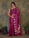 Banarasee Handloom Georgette Saree With Sona Rupa Zari Work & Checks Design-Violet