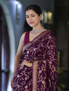 Banarasee Handloom Semi Silk Saree With Sona Rupa Zari Work & Border-Wine