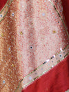 Banarasee Tissue Saree With Hand Embroidered Mirror Work Ghungroo Work & Zari Woven Pallu-Red