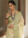 Banarasee Kota Checks Saree With Floral Buta & Border Design-Light Yellow