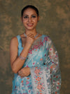 Banarasee Organza Mix Saree With Resham Jaal Design-Sky Blue