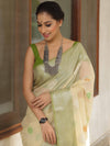 Banarasee Kota Checks Saree With Floral Buta & Border Design-Light Yellow