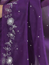Banarasee Chanderi Cotton Hand-Embroidered Saree-Violet