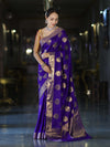 Banarasee Handloom Semi Silk Saree With Buta Work-Violet