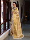 Banarasee Handwoven Tissue Saree With Zari Weaving Design & Lace-Light Yellow