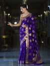 Banarasee Handloom Semi Silk Saree With Buta Work-Violet