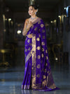 Banarasee Handloom Semi Silk Saree With Buta Work-Violet