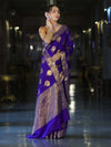 Banarasee Handloom Semi Silk Saree With Buta Work-Violet
