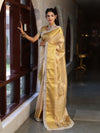 Banarasee Handwoven Tissue Saree With Zari Weaving Design & Lace-Light Yellow