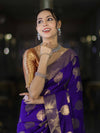 Banarasee Handloom Semi Silk Saree With Buta Work-Violet
