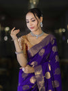 Banarasee Handloom Semi Silk Saree With Buta Work-Violet