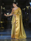 Banarasee Handloom Tissue Saree With Zari Woven Design & Lace-Gold