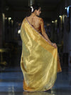 Banarasee Handloom Tissue Saree With Zari Woven Design & Lace-Gold