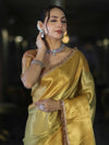 Banarasee Handloom Tissue Saree With Zari Woven Design & Lace-Gold