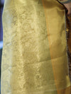 Banarasee Handloom Tissue Saree With Zari Woven Design & Lace-Gold