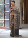 Banarasee Handwoven Soft Tissue Saree Zari Border With Lace-Deep Blue
