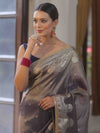 Banarasee Handwoven Soft Tissue Saree Zari Border With Lace-Deep Blue