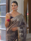 Banarasee Handwoven Soft Tissue Saree Zari Border With Lace-Deep Blue