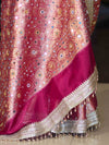 Banarasee Tissue Saree With Hand Embroidered Mirror Work Ghungroo Work & Zari Woven Pallu-Magenta