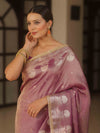 Banarasee Handwoven Soft Tissue Saree Zari Border With Lace-Magenta