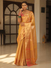 Banarasee Handwoven Tissue Zari Saree-Yellow & Pink