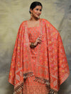 Banarasee Salwar Kameez Cotton Silk Fabric With Multicolor Resham & Ghichha Work-Peach