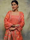 Banarasee Salwar Kameez Cotton Silk Fabric With Multicolor Resham & Ghichha Work-Peach