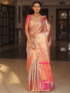Banarasee Handwoven Embroidery Tissue Saree With Zari Broad Border & Lace-Pink
