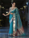 Banarasee Handloom Tissue Saree With Zari Buti Design & Border-Light Green