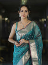 Banarasee Handloom Tissue Saree With Zari Buti Design & Border-Light Green